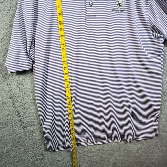FootJoy Men's Purple Striped Short Sleeve Polo Shirt Size L Island View Logo - Picture 10 of 13
